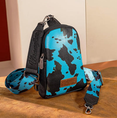 Wrangler® Cow Print Crossbody - Turquoise