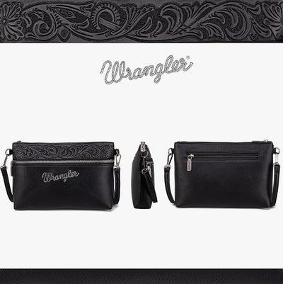 Wrangler® Wristlet - Black Tooled Leather