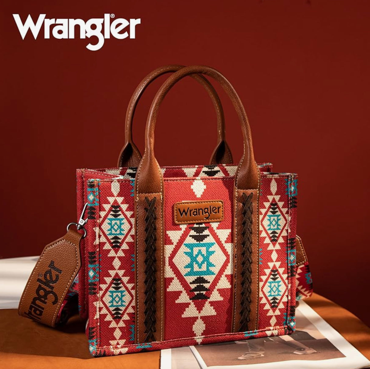 Wrangler® Aztec Tote - Burgandy