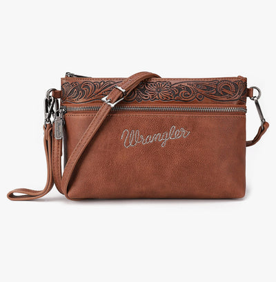 Wrangler® Wristlet - Brown Tooled Leather