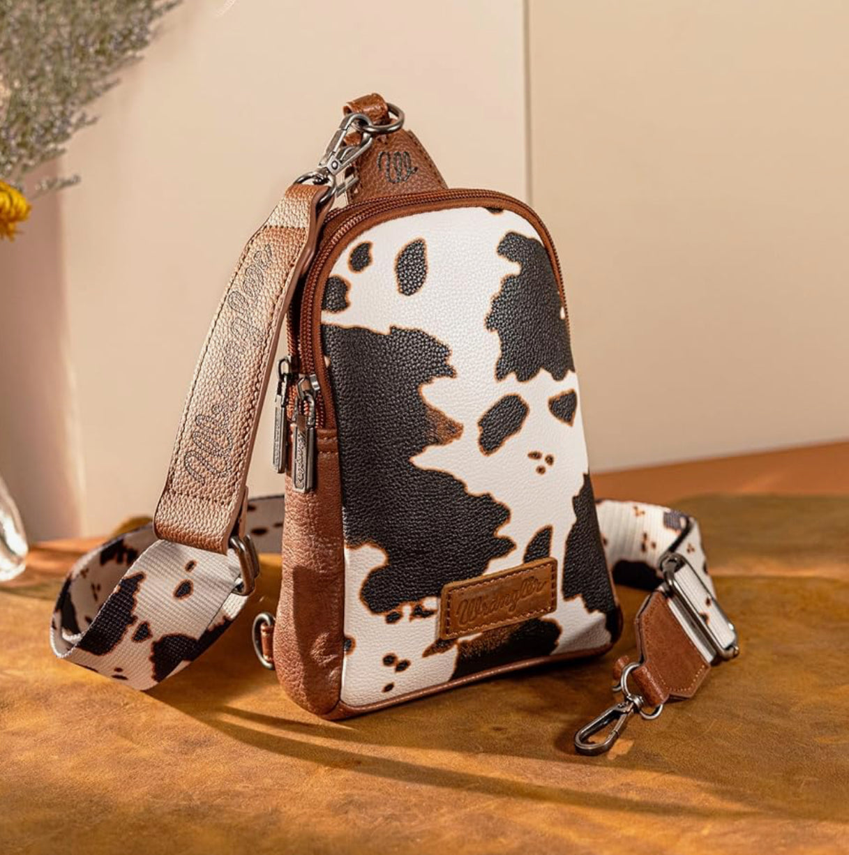 Wrangler® Cow Print Crossbody - Brown