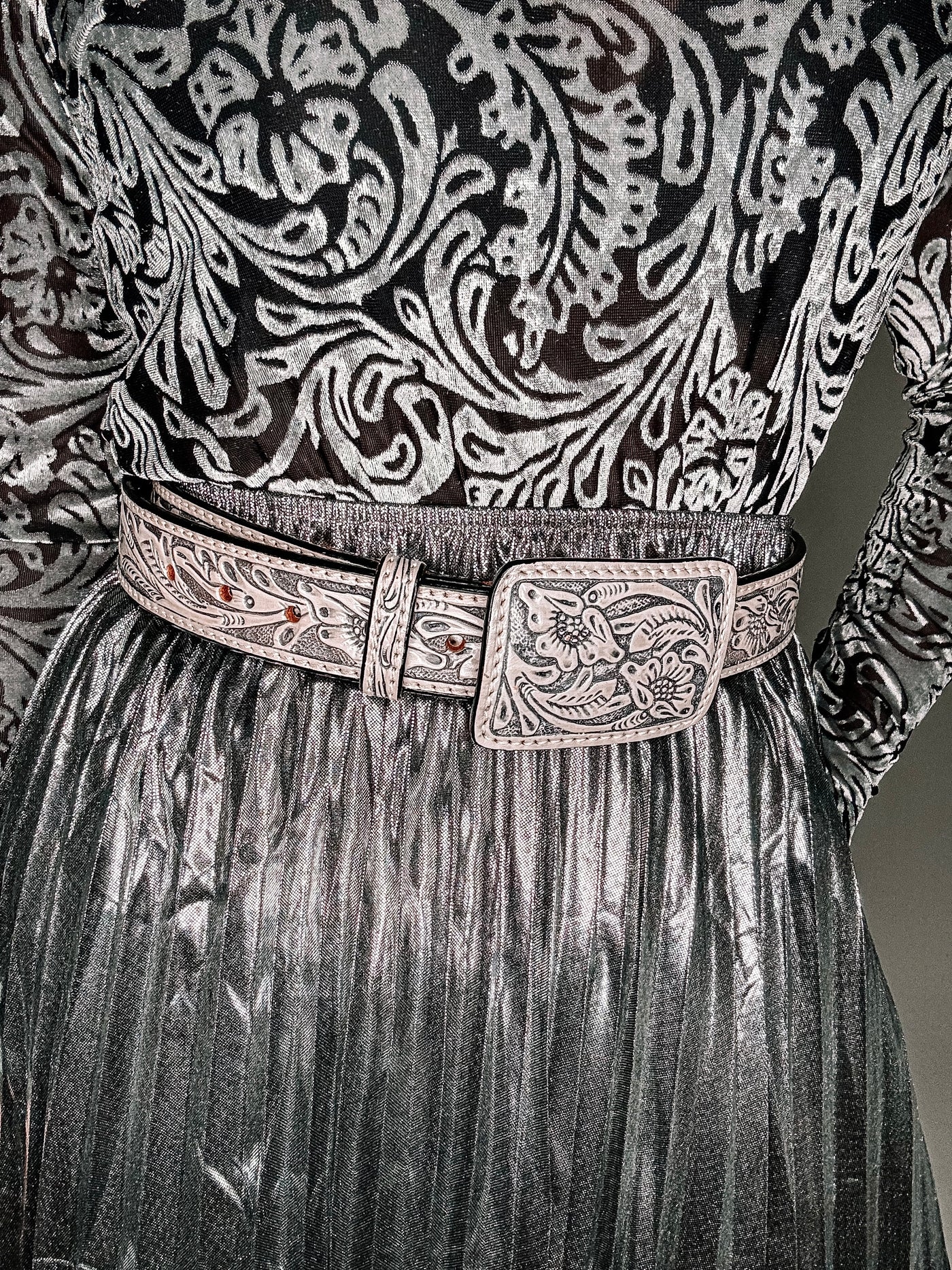 Silver Linings Tooled Belt