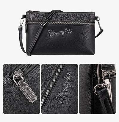 Wrangler® Wristlet - Black Tooled Leather