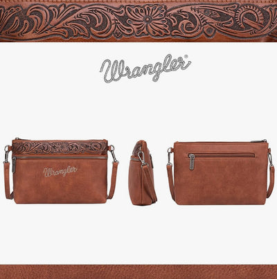 Wrangler® Wristlet - Brown Tooled Leather