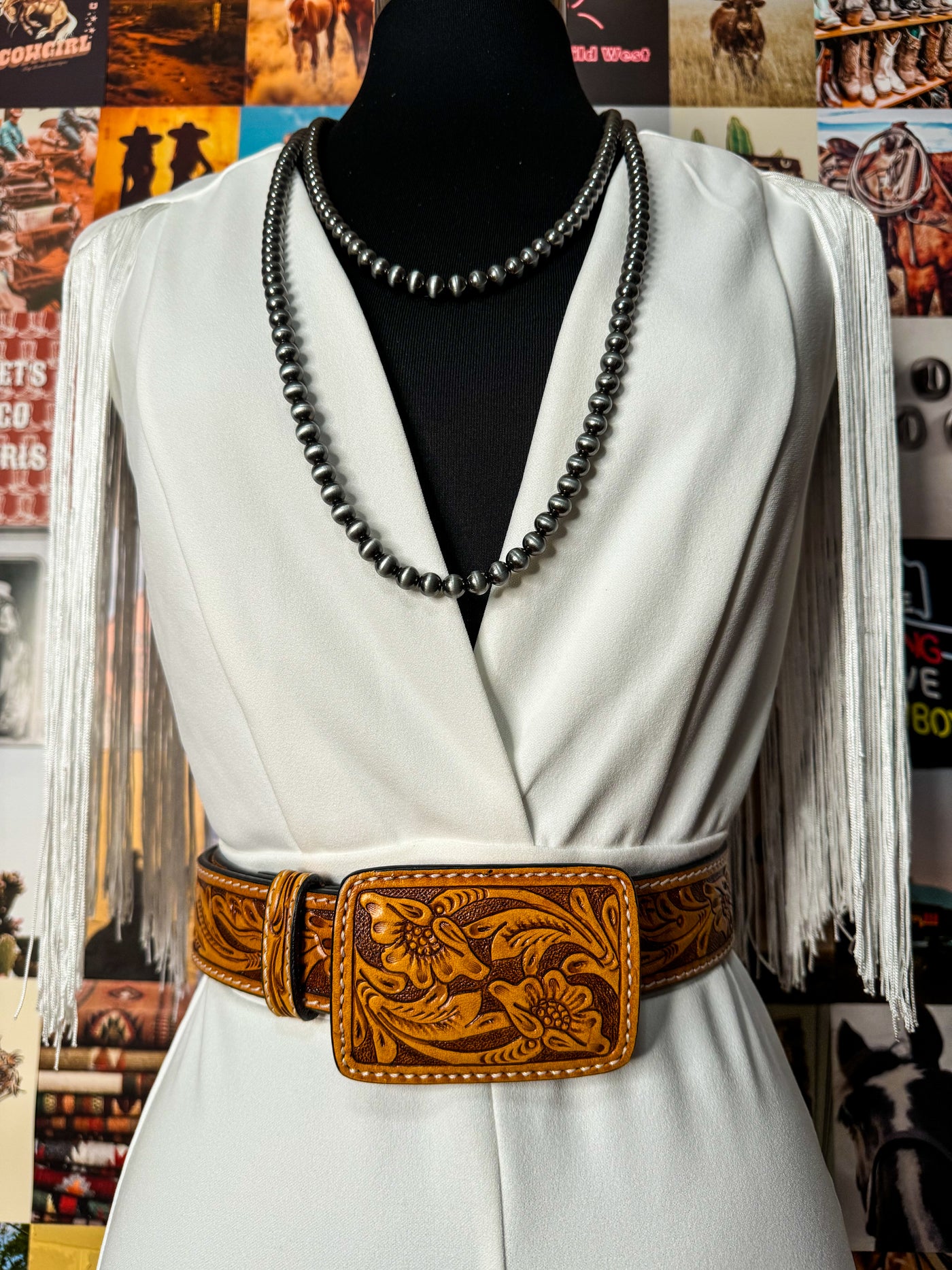 Tropical Cowgirl Tooled Belt