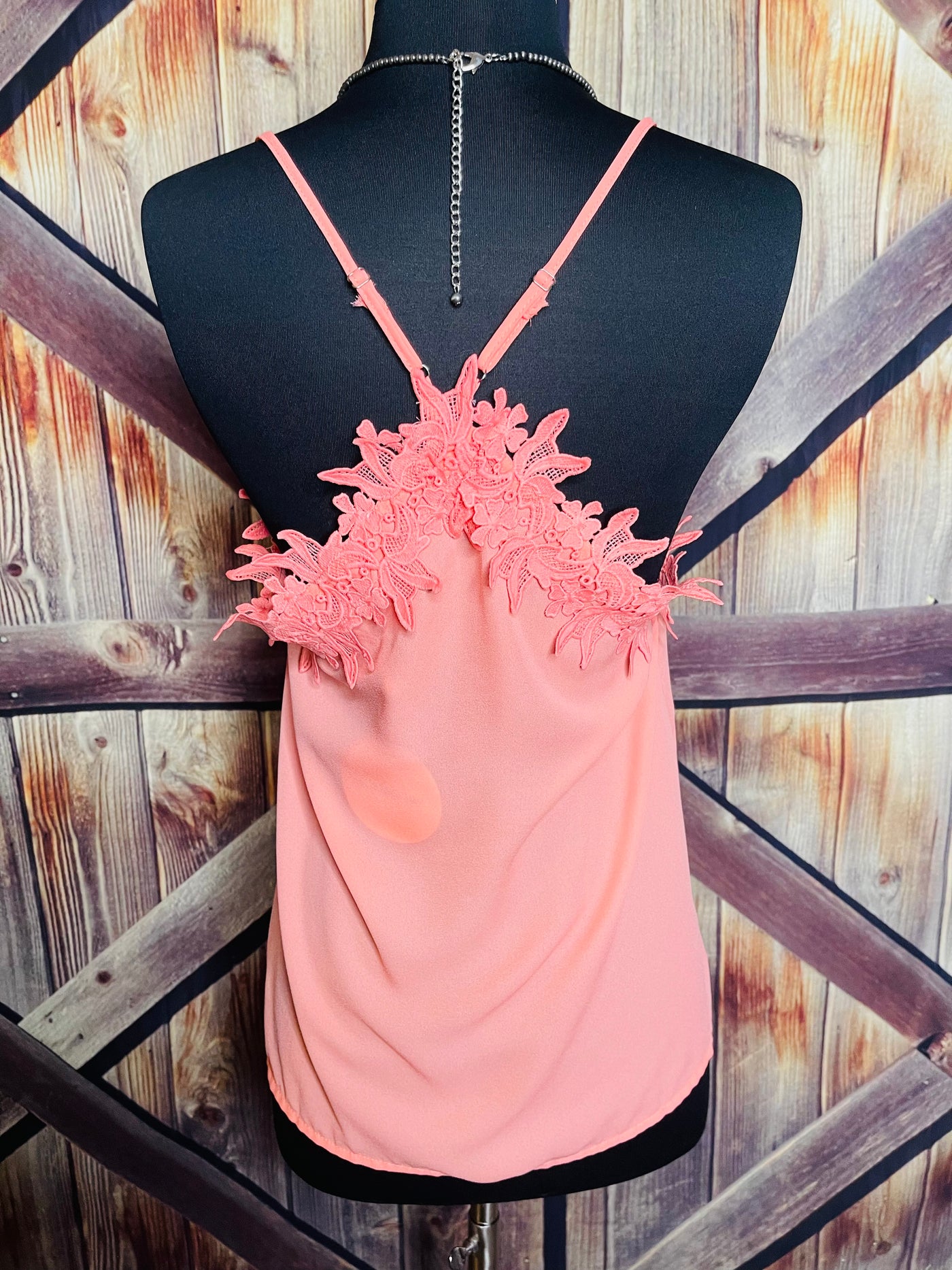 Electric Coral Lace Tank